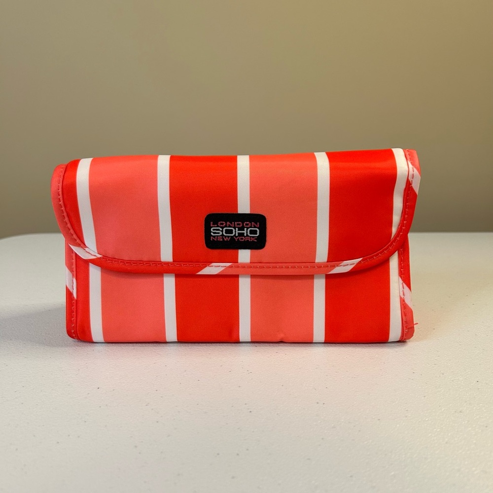 SOHO Red and White Striped Cosmetic Bag